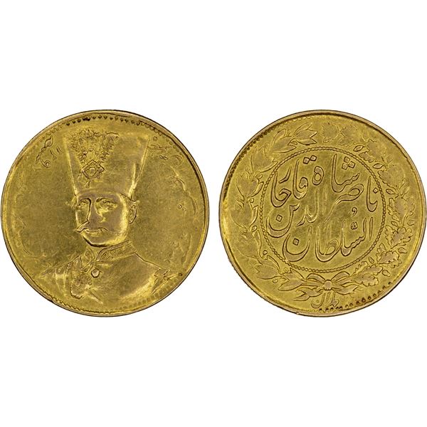 IRAN: Nasir al-Din Shah, 1848-1896, AV toman (2.79g), Tehran, AH1297, VF-XF