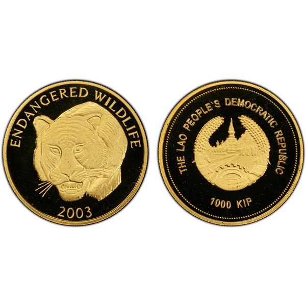LAOS: People's Democratic Republic, AV 1000 kip, 2003, PCGS PF69 Deep Cameo