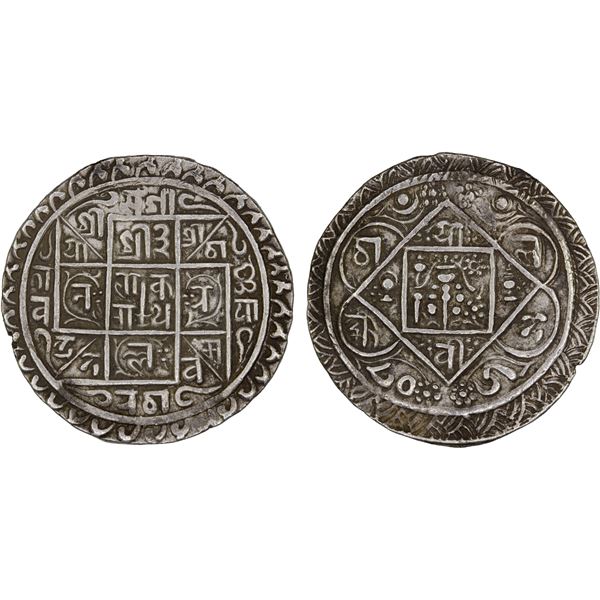 PATAN: Yoga Narendra Malla, 1685-1705, AR mohar (5.47g), NS805 (1685), About XF