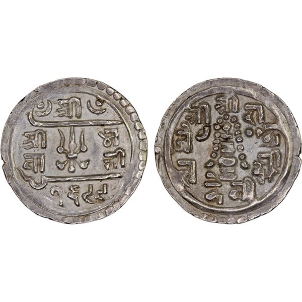 NEPAL: Pratap Simha, 1775-1777, AR 1/4 mohar (1.34g), SE1699 (1777), UNC
