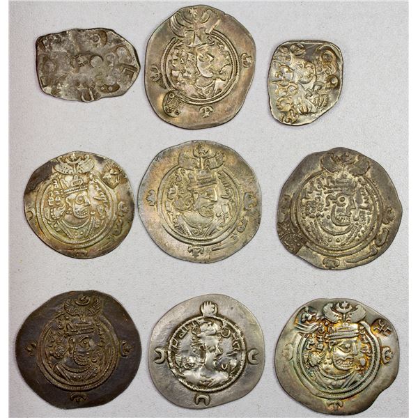 SASANIAN, etc.: LOT of 9 silver coins
