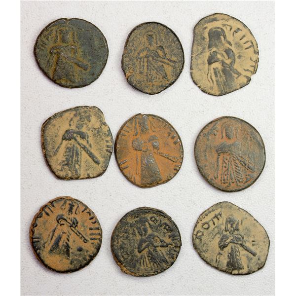 ARAB-BYZANTINE: LOT of 9 copper fulus