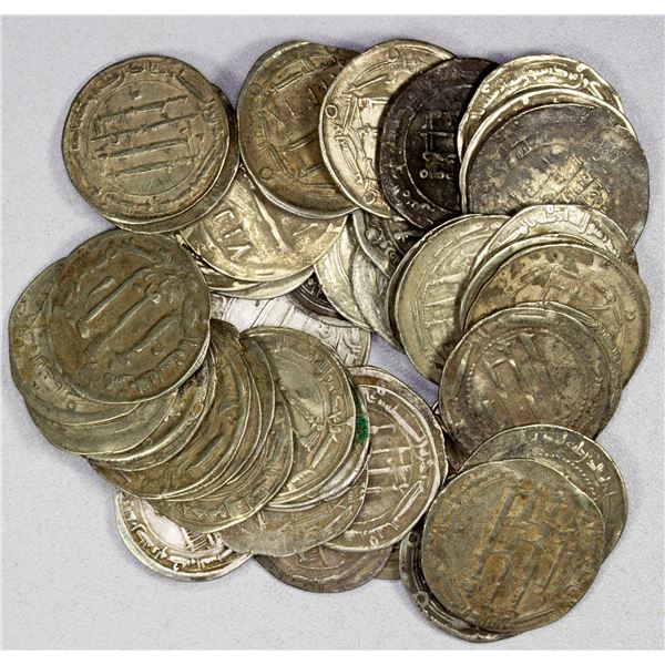 ABBASID: LOT of 50 silver dirhams