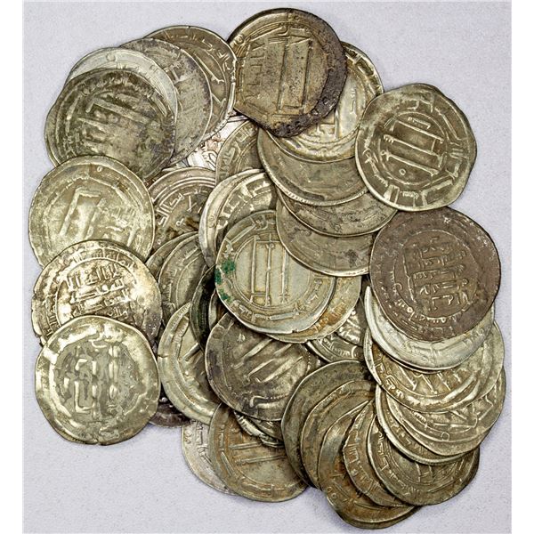 ABBASID: LOT of 50 silver dirhams