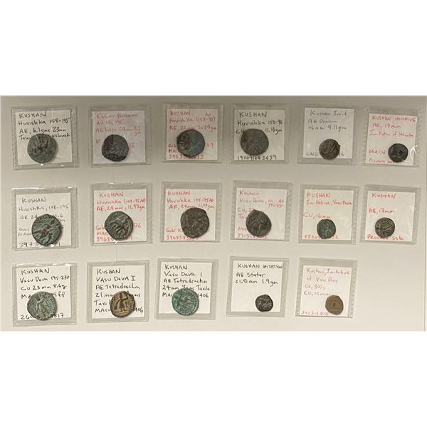 KUSHAN: LOT of 17 copper coins