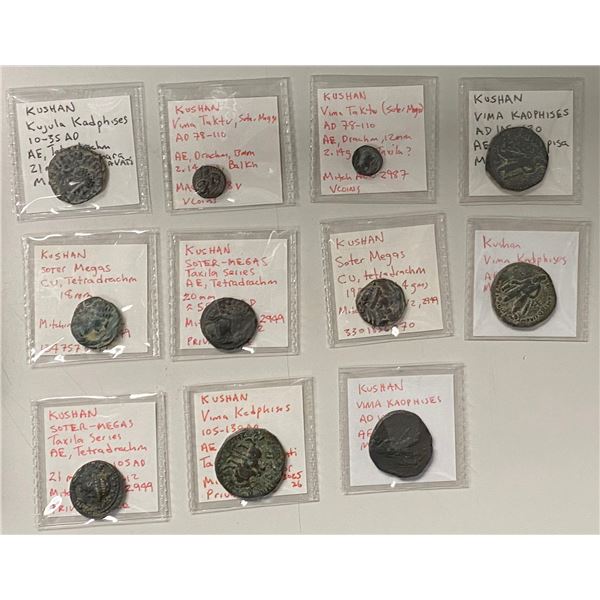 KUSHAN: LOT of 11 copper coins