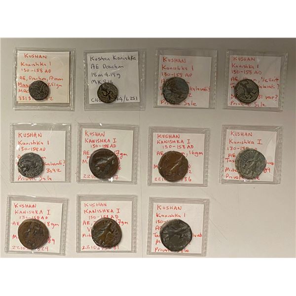 KUSHAN: LOT of 11 copper coins