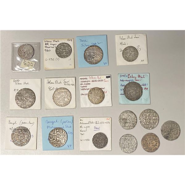 DELHI: LOT of 16 silver rupees