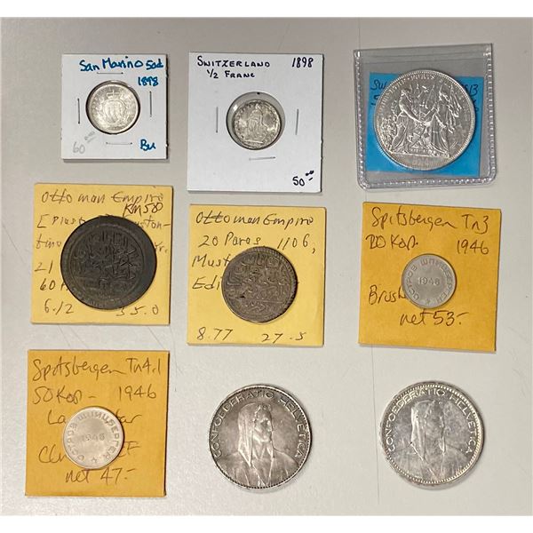 EUROPE AND TURKEY: LOT of 9 coins
