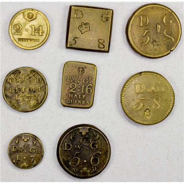 GREAT BRITAIN: LOT of 8 coin weights