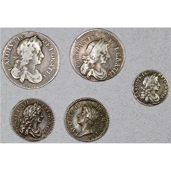 GREAT BRITAIN: LOT of 5 maundy coins