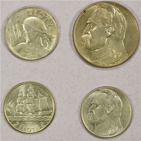 POLAND: Republic, LOT of 4 coins, AU