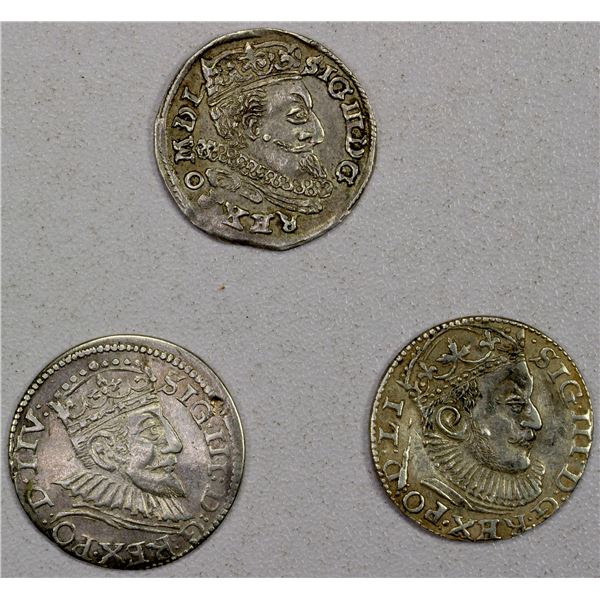 POLAND: LOT of 3 AR groschen, VF-XF