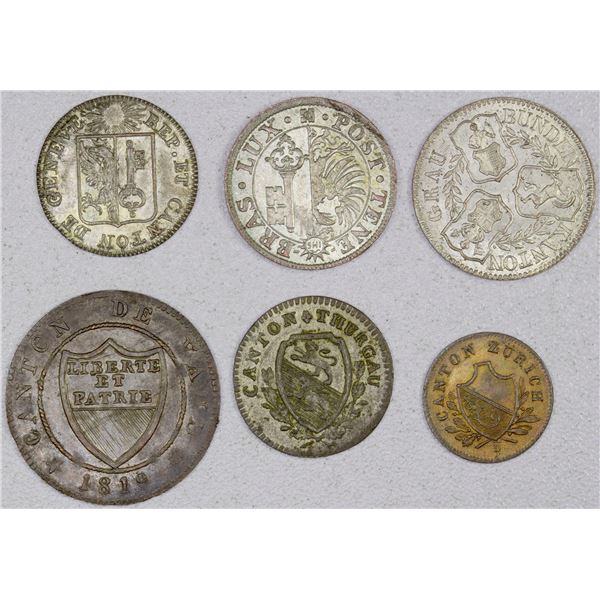 SWITZERLAND: LOT of 6 coins