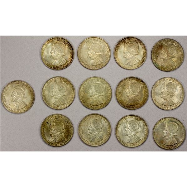 PANAMA: LOT of 13 half balboa coins