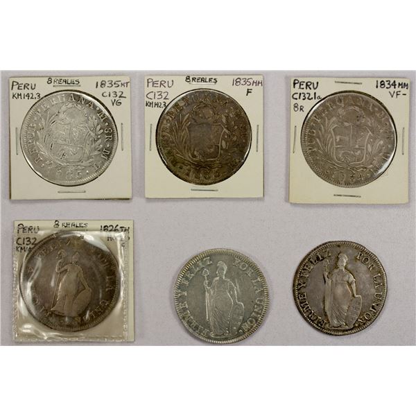PERU: Republic, LOT of 6 AR 8 reales