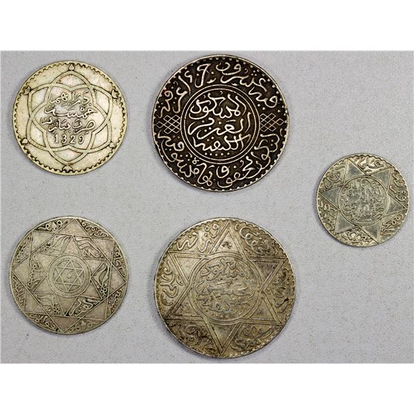 MOROCCO: LOT of 5 silver coins