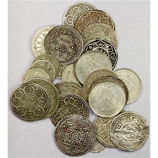 NEPAL: LOT of 30 mohars and fractions