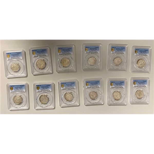 TIBET: LOT of 12 ga-den tangkas