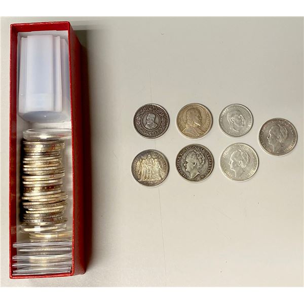 WORLDWIDE: LOT of 50 silver crowns