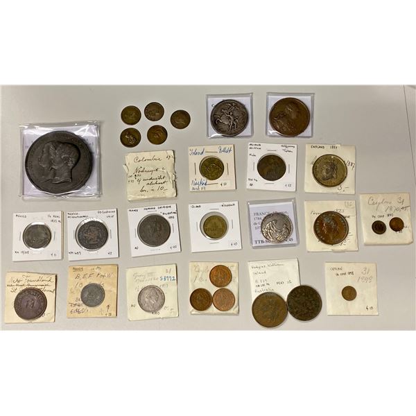 WORLDWIDE: LOT of 27 coins, tokens, and medals