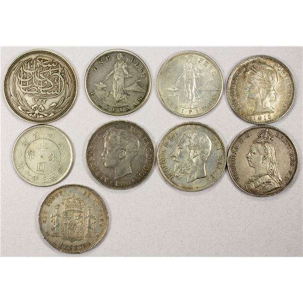 WORLDWIDE: LOT of 9 silver crowns