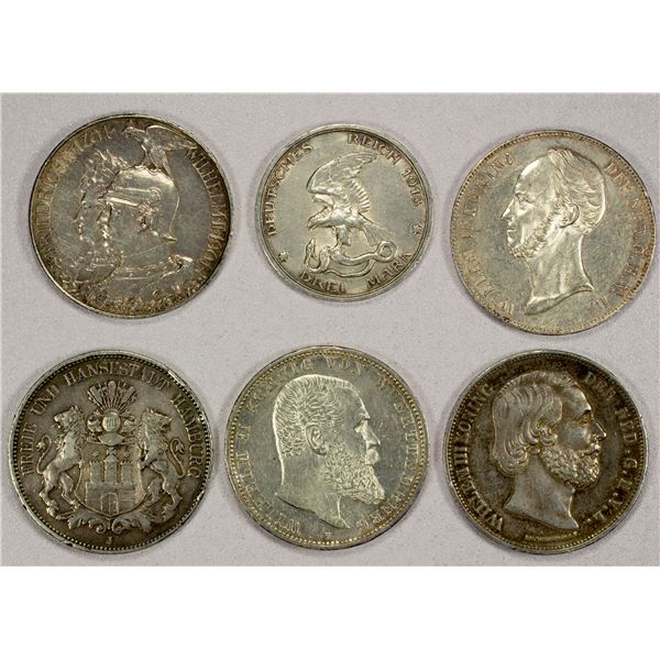 WORLDWIDE: LOT of 6 silver crowns