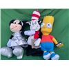 Image 1 : Minnie Mouse, Dr. Seus and Bart Simpson Stuffies
