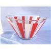 Image 1 : RETRO Mid Century Orange & White Vertical Striped Large Glass Serving Bowl 6" Height