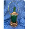 Image 1 : Vintage Copper Green Glass Decanter Bottle Music Box Lantern , TESTED AND WORKING