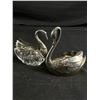 Image 2 : 3 Vintage Collectibles - 4" Swan Candle Holder, 3" x 1" Llama Trinket Box & 3" Glass/Metal Trinket D