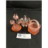 Image 1 : 3 Pcs. Vintage Glass Art- 3" Tulips, 2.5" Frosted Basket & 3" Murano Basket