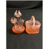 Image 2 : 3 Pcs. Vintage Glass Art- 3" Tulips, 2.5" Frosted Basket & 3" Murano Basket