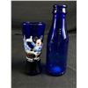 Image 2 : 3 Pcs. Vintage Collectible Blue Glass - 5.5" Bottle, 4" Disney Vase & 4.5" Perfume Bottle