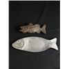 Image 2 : Lot Of Assorted Fish Figures - 12" Vancouver Artist Metal Salmon, 2 Wood Carved & Polyresin