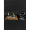 Image 2 : Canadian Made - Pewter Art, Black 4" Soapstone Carving & Gold Paner