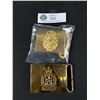 Image 1 : 2 Vintage Brass Military Belt Buckles - Canadian Forces & Kent And County Of London Yeomanry Sharpsh