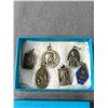 Image 2 : 5 Vintage Religious Medallions Some Silver & Enamel