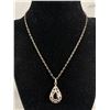 Image 1 : Vintage Sterling Silver Black Onyx stones Pendant & Chain Necklace