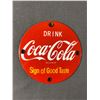 Image 1 : Vintage 5" D Porcelain Enamel Coca- Cola Sign