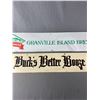Image 2 : Vintage Signs - "Buck's Better Booze" 7.5" x 30" Wood  & 47" x 9" Tin Grandville Island Brewing. NO 