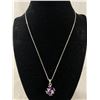 Image 1 : Silver with Synthetic Alexandrite Stones Ball Pendant & Chain Necklace