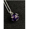 Image 2 : Silver with Synthetic Alexandrite Stones Ball Pendant & Chain Necklace