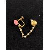 Image 2 : Pair of VintageGold with Pink Coral & Pearls Dangle Screw on Earrings
