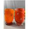 Image 2 : 4 Beautiful Vintage Hand Blown & Signed Mellon Heavy 5" Drinking Glasses