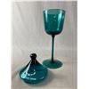 Image 2 : 2 Tall Empoli Blue Glass Pieces. 19.5" H & 15.5" NO SHIPPING