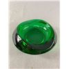 Image 1 : Vintage Heavy Green Glass Ashtray. Approx. 6.5" Diam