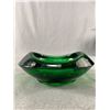 Image 2 : Vintage Heavy Green Glass Ashtray. Approx. 6.5" Diam