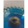 Image 2 : Vintage Heavy Blue & Gold Flecked Forced Bubbles Murano Ashtray. Approx.7" Diam.