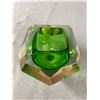 Image 2 : Vintage Murano Bevelled Green Glass Ashtray. Approx. 5" H x 6" W